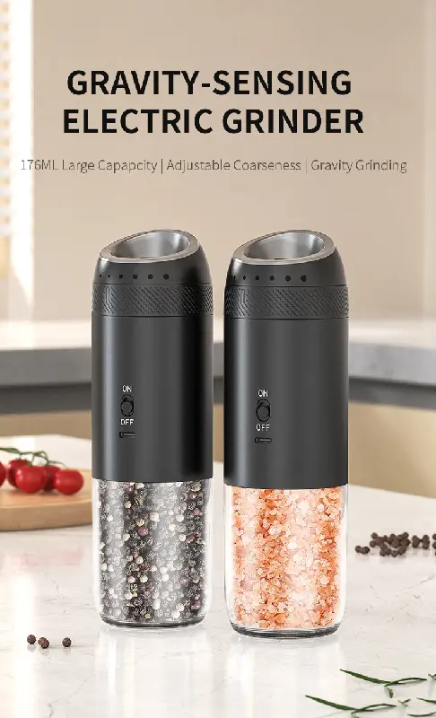 Wholesale Rechargeable Black Pepper Mill Grinder With Blue Light and Stand Manufacturers, Suppliers
