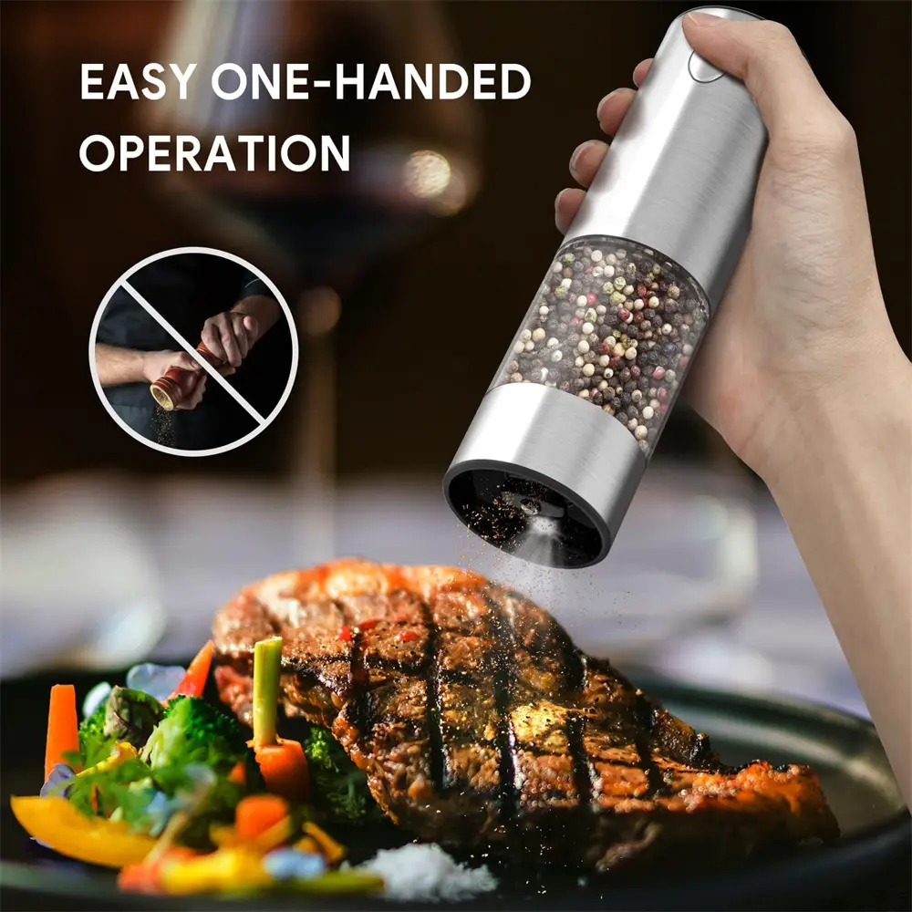 High-Quality Stainless Steel Rechargeable Automatic Salt Electric Pepper Shakers Set Manufacturer, Factory