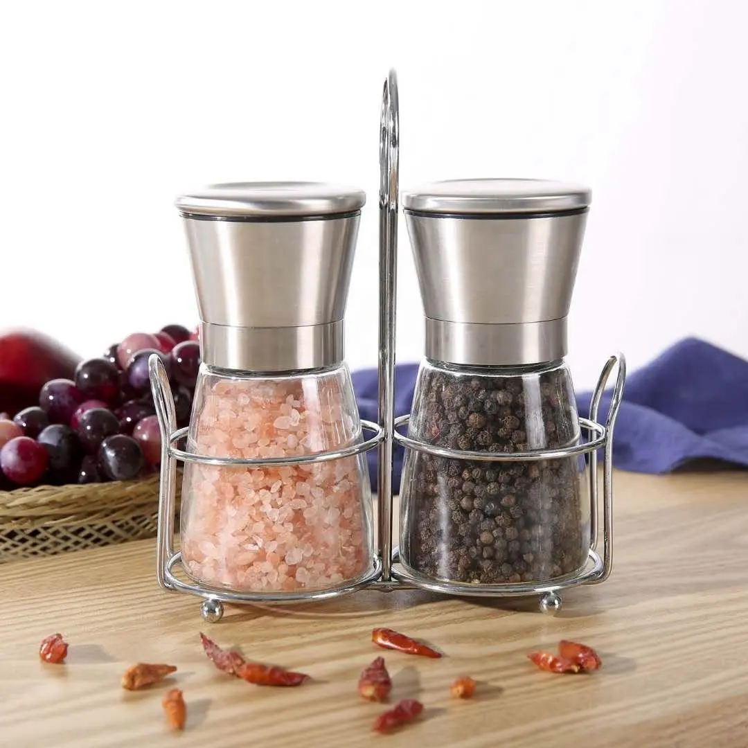 Wholesale Adjustable Refillable Stainless Steel Chili Salt and Pepper Grinder Set Manufacturers, Factory