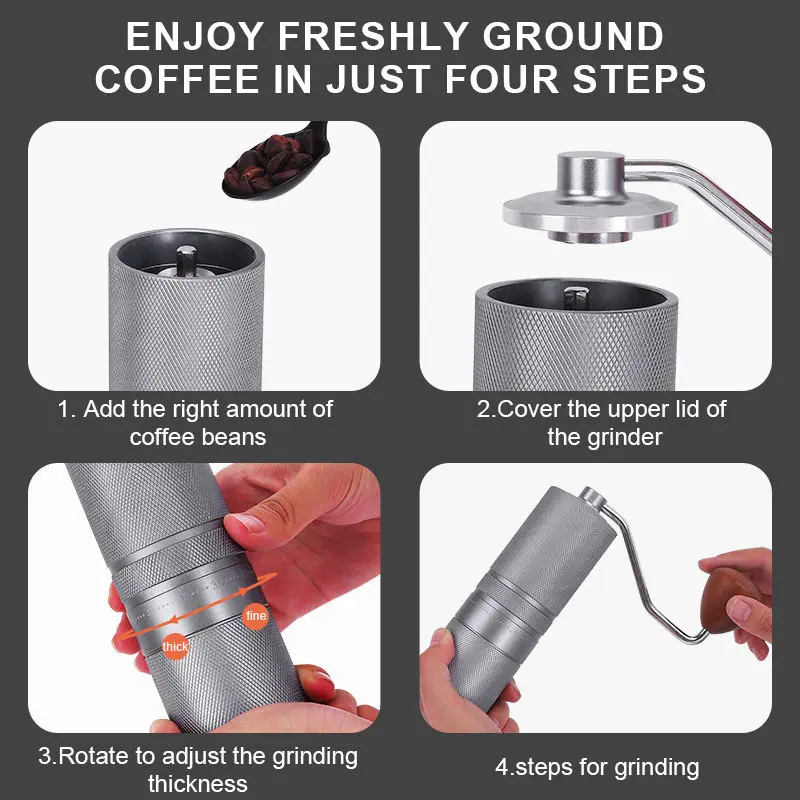 Wholesale 60 Levels External Adjustment Titanium Gold SS Burr Mill Portable Espresso Manual Coffee Grinder Manufacturers, Supplier