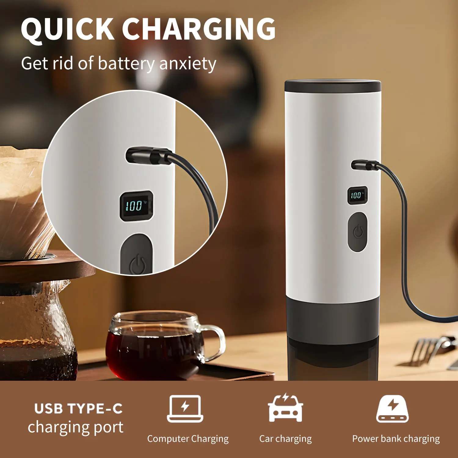 High-Quality 3 in 1 Self-Heating Portable Espresso 7800mAh Electric Coffee Maker Manufacturer, Factory