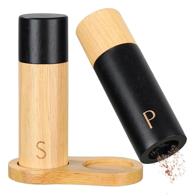OEM Rotary Knob Manual Wooden Retro Creative Black Kitchen Grinder Set Suppliers, Supplier