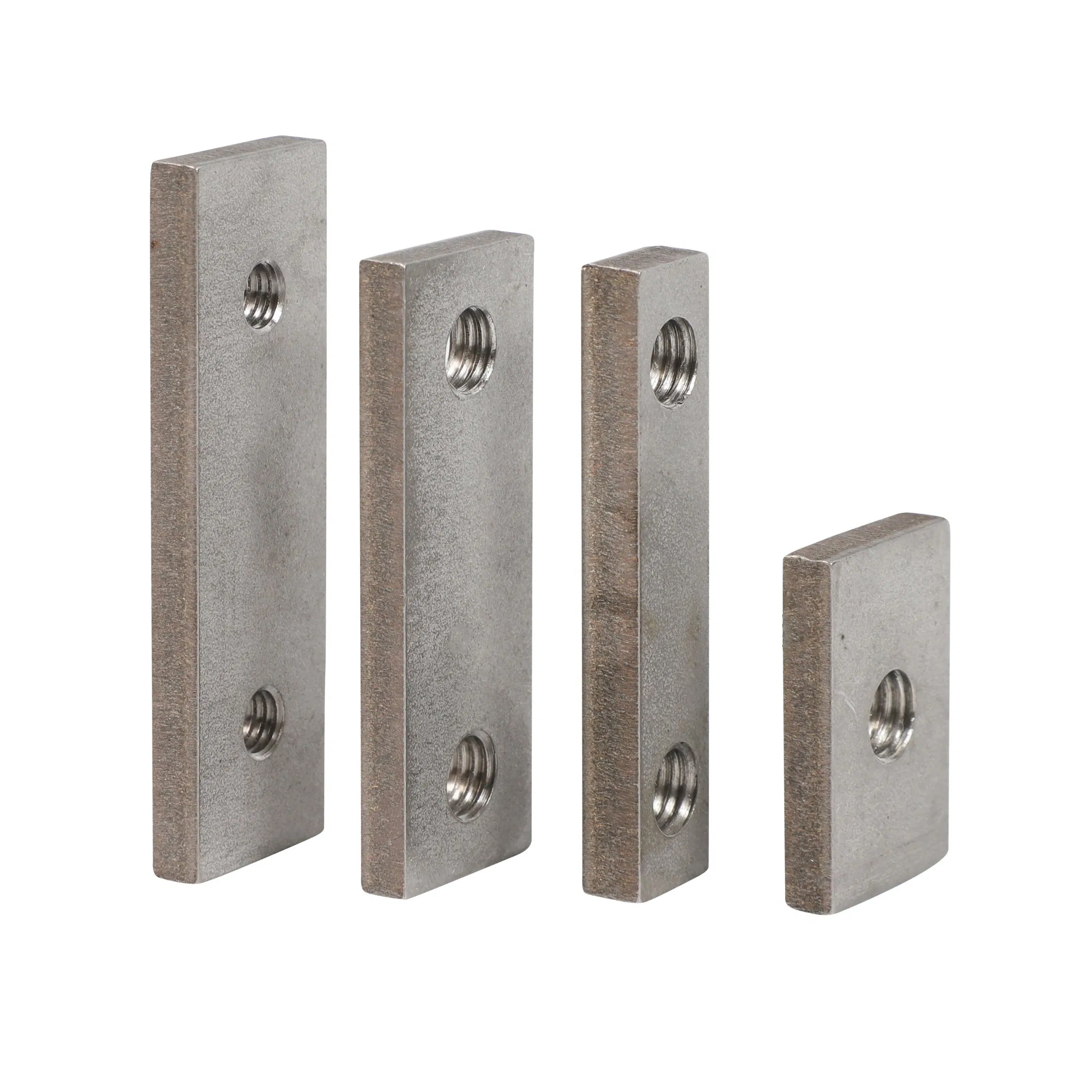 Custom Stainless Steel Sheet Metal Fabricated Double - Hole Threaded Plates in Assorted Sizes
