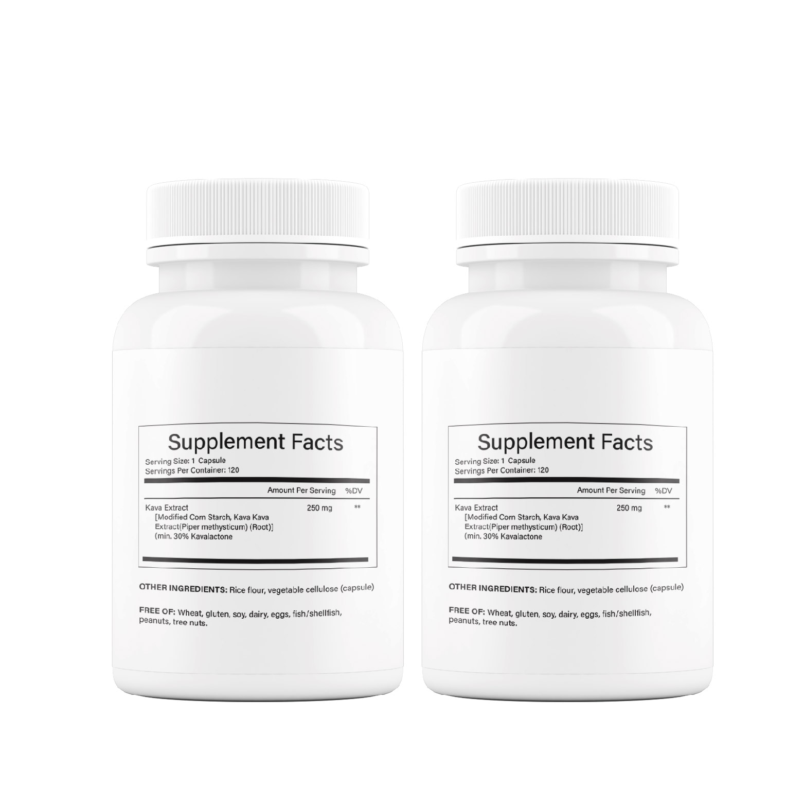 Kava Extract 250mg 30% Kavalactone Capsules 120ct Herbal Relaxation Support OEM