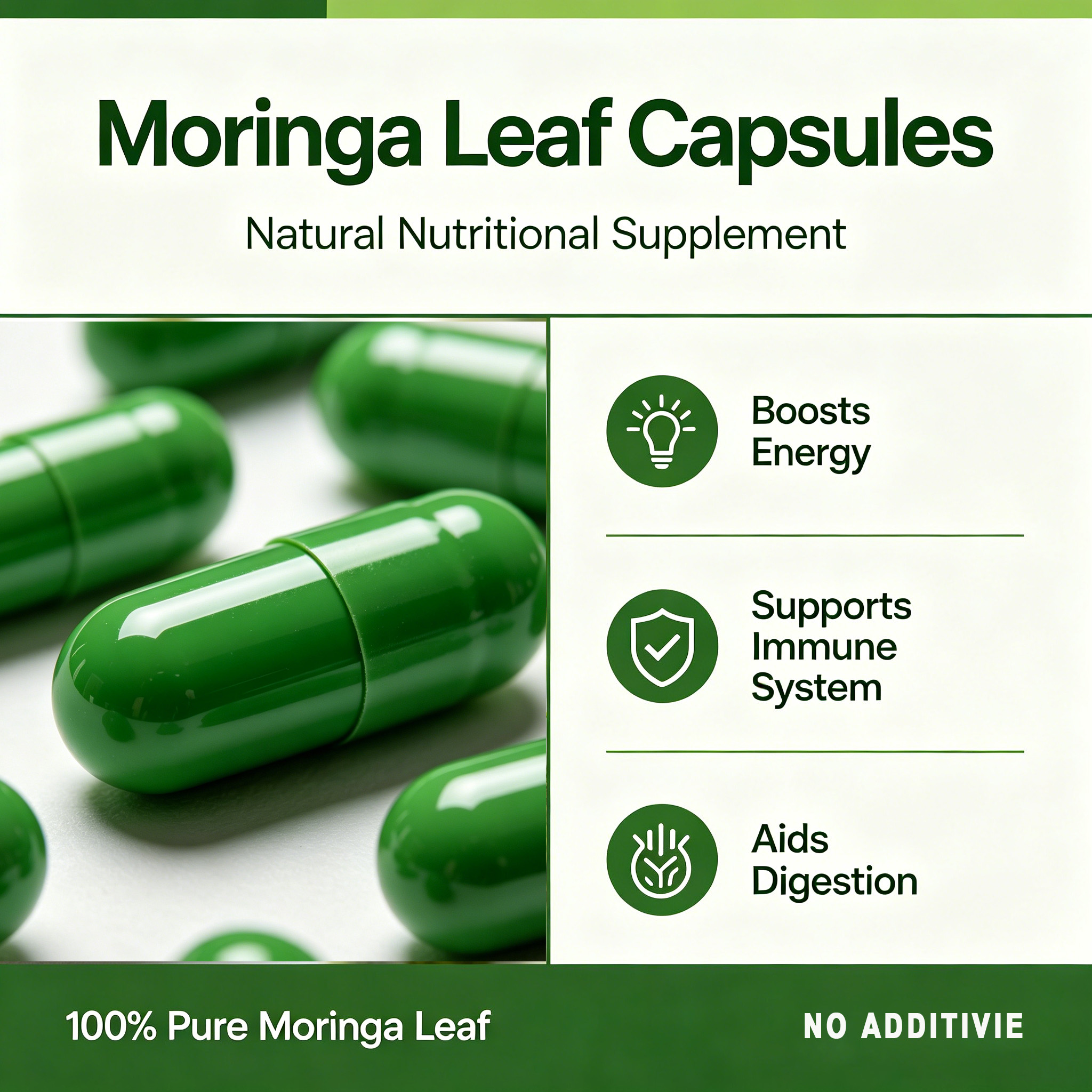 OEM Vegan Gluten Free Pure Natural Moringa Leaves 6000mg Fast Absorb Moringa Oleifera Capsules for Energy Boost Immune Support