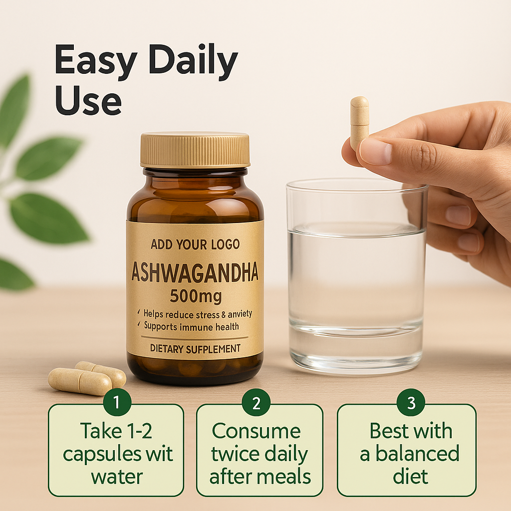 Ashwagandha Extract Capsules 500mg &ndash; 1&ndash;10% Standardized Herbal Supplement OEM ODM Manufacturer Bulk