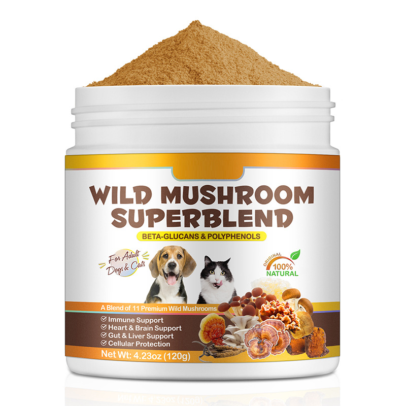 OEM/ODM Dog Immune Support Cell Protection Organic Mushroom Powder Supplement 11 Premium Wild Mushrooms Extract Blend Heart