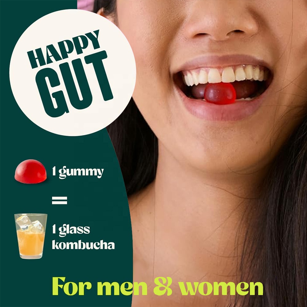 OEM/ODM Customizable Kombucha Gummies Natural Slippery Elm, Dandelion Root Herbal Supplement-Vegan 60 Kombucha Gummy
