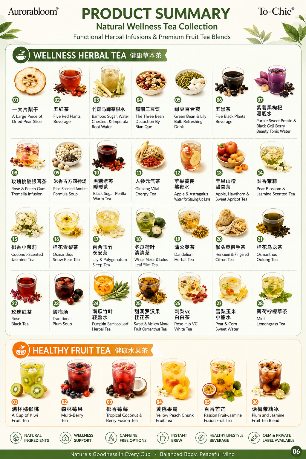Aurorabloom 30g Tea Bags Mung Bean Lily Tea Natural Sweet Cooling Summer Drink Private Label Wellness Herbal Beverage
