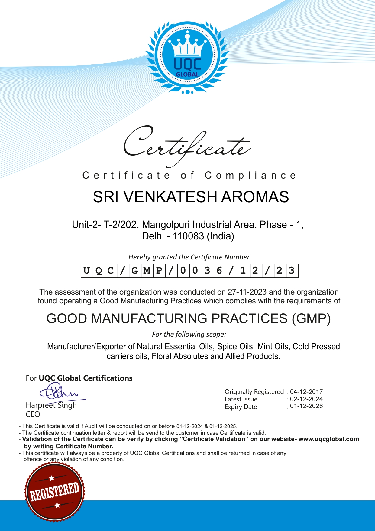 Quality Certificate 2