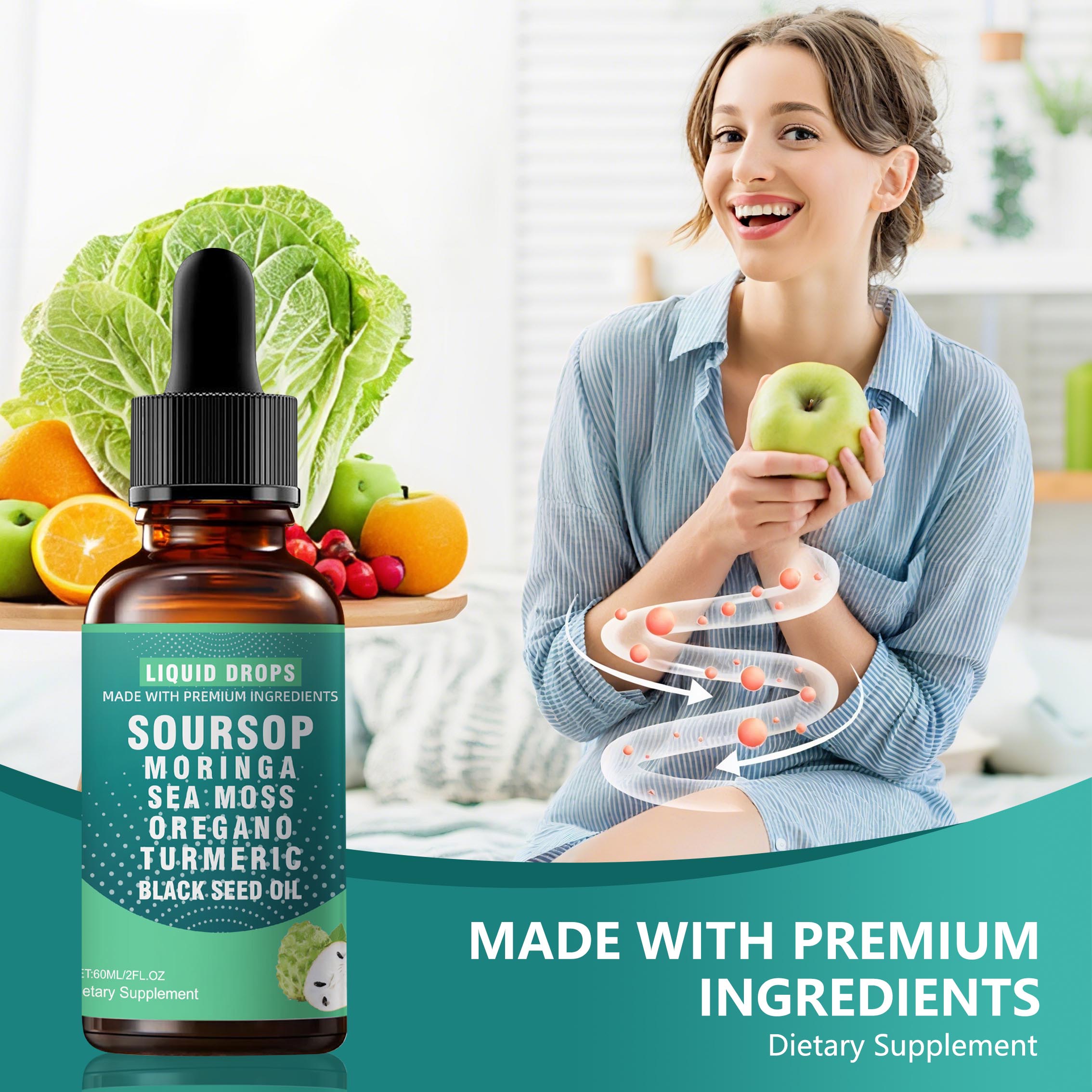 Cross Border Hot Selling Herbal Extract 10 in 1 Prickly Fruit and Lychee Drops 60ML Factory Direct Sales