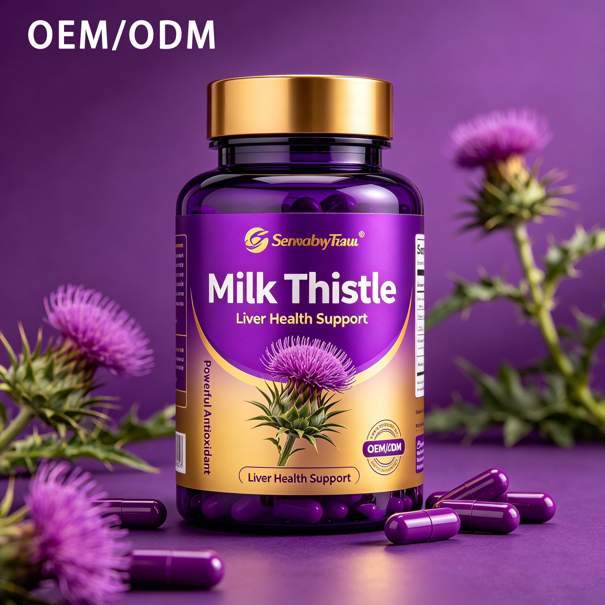 Custom Milk Thistle Extract Capsules Natural Herbal Antioxidant Daily Supplement Bulk Order Available
