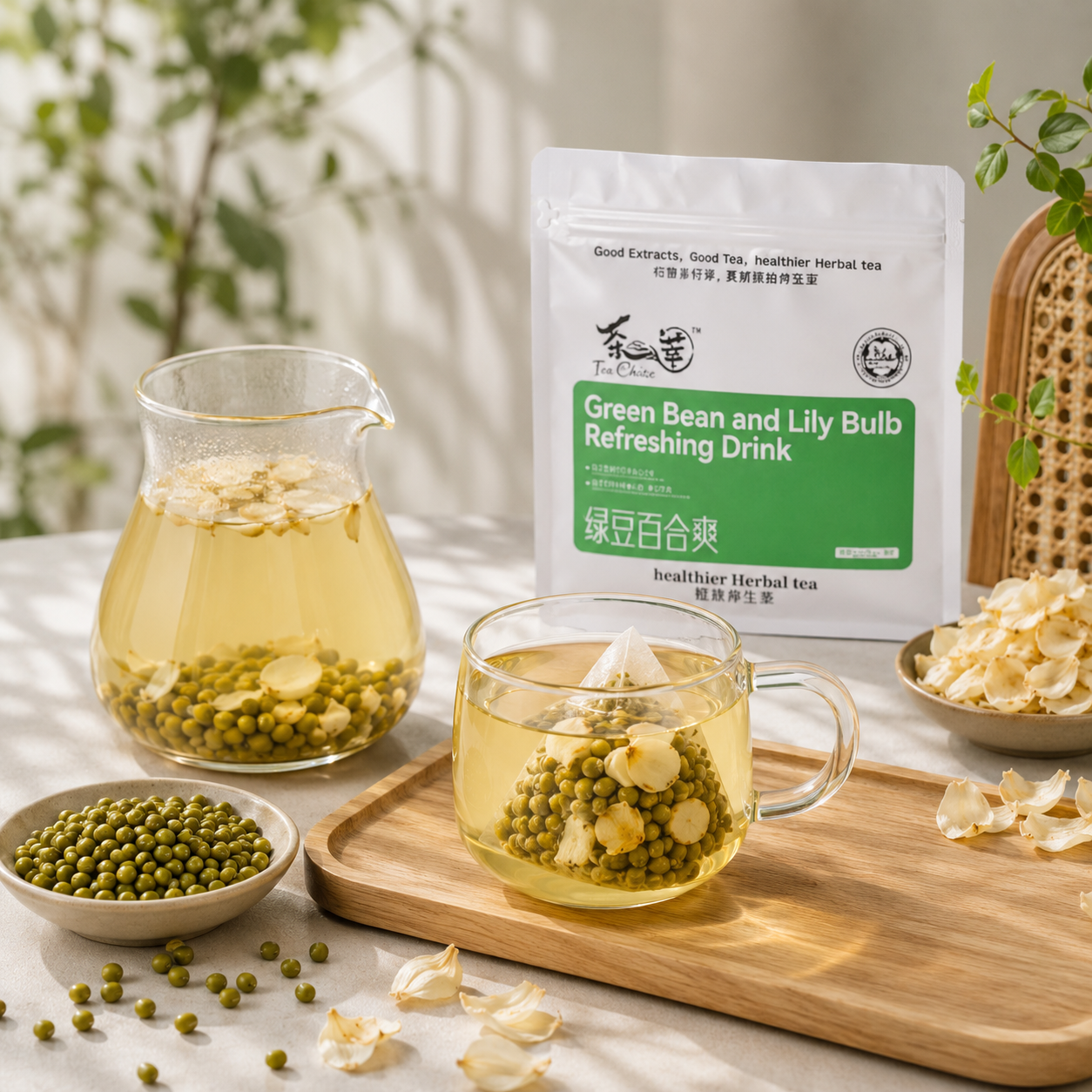 Aurorabloom 30g Tea Bags Mung Bean Lily Tea Natural Sweet Cooling Summer Drink Private Label Wellness Herbal Beverage