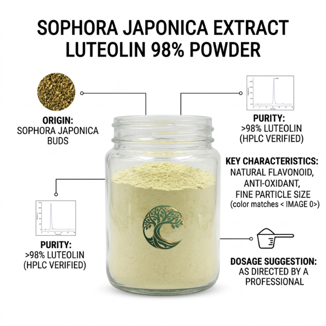 Factory Supply Wholesale Bulk Food Grade 98% Luteolin Sophora Japonica Bud Extract Powder Anti-Inflammatory Drum 2 Year Shelf