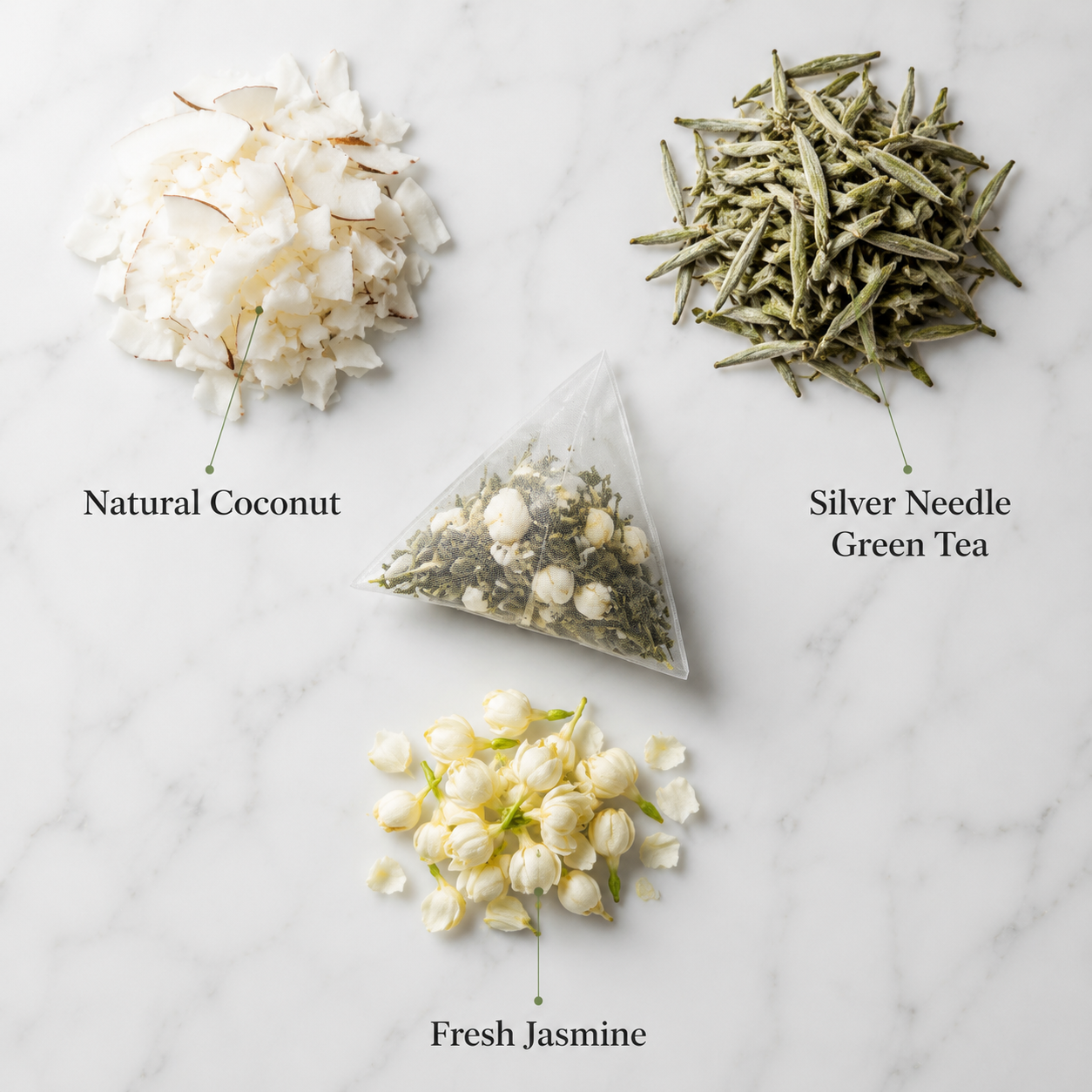 Aurorabloom Coconut Jasmine Tea 114g 12 Bags High Antioxidant Caffeine-Free Health Tea With Floral Aroma Phoenix Silver Needle