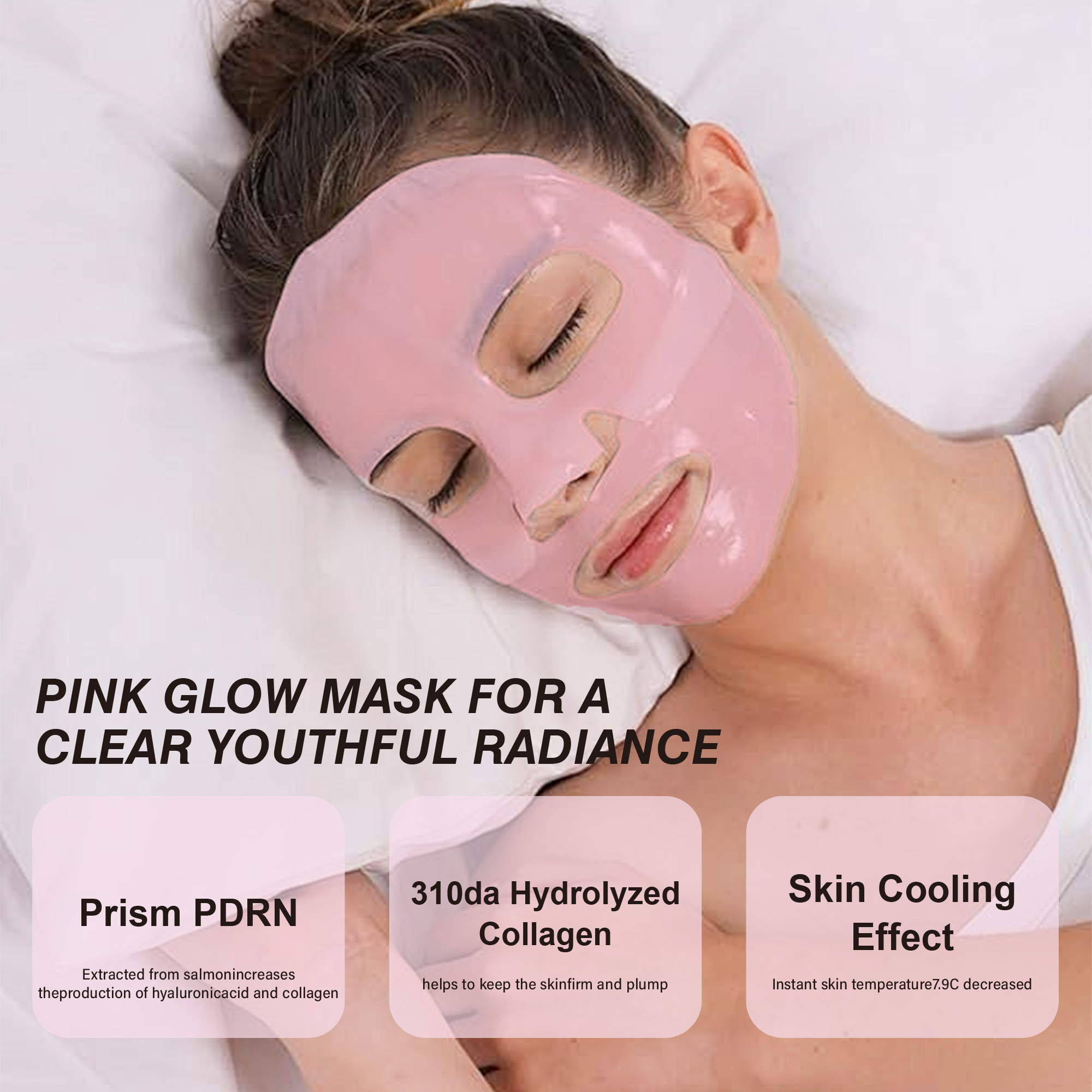Wholesale Salmon DNA PDRN Pink Collagen Sheet Mask Firming Pores Dark Spots Organic Niacinamide Overnight Face Moisturizer Women