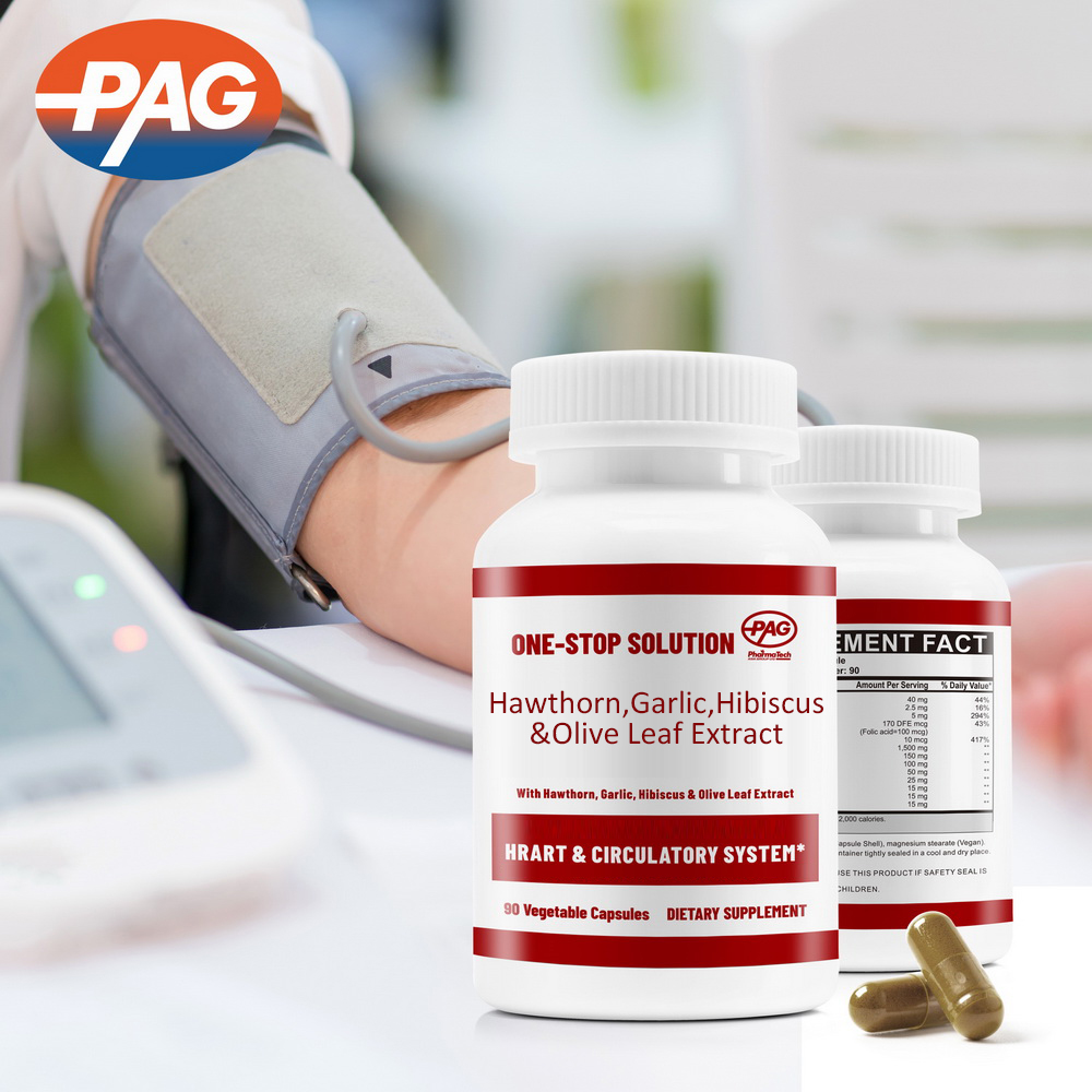 Supplement Manufacturer Olive Leaves Hawthorn Garlic Hibiscus Extract Hard Capsule
