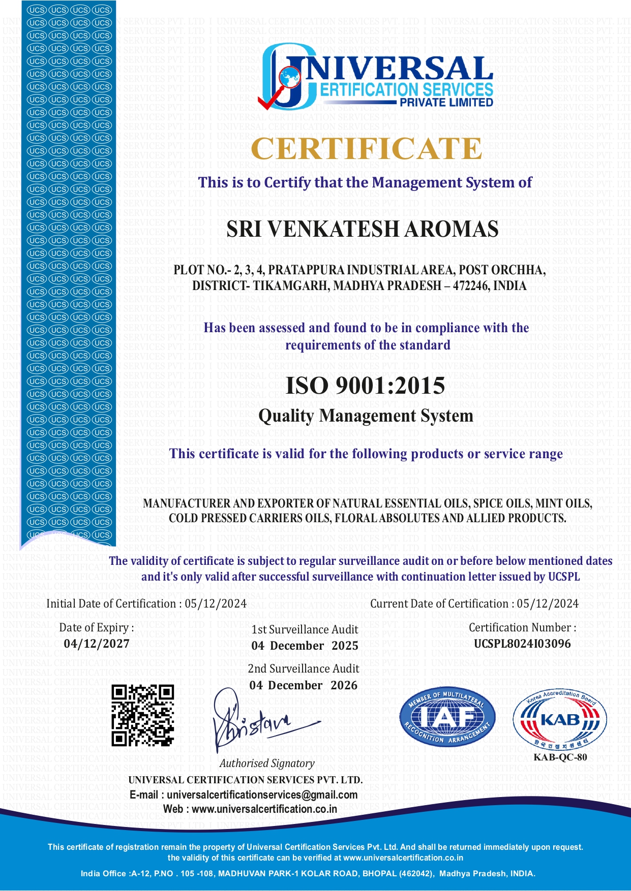 Quality Certificate 1