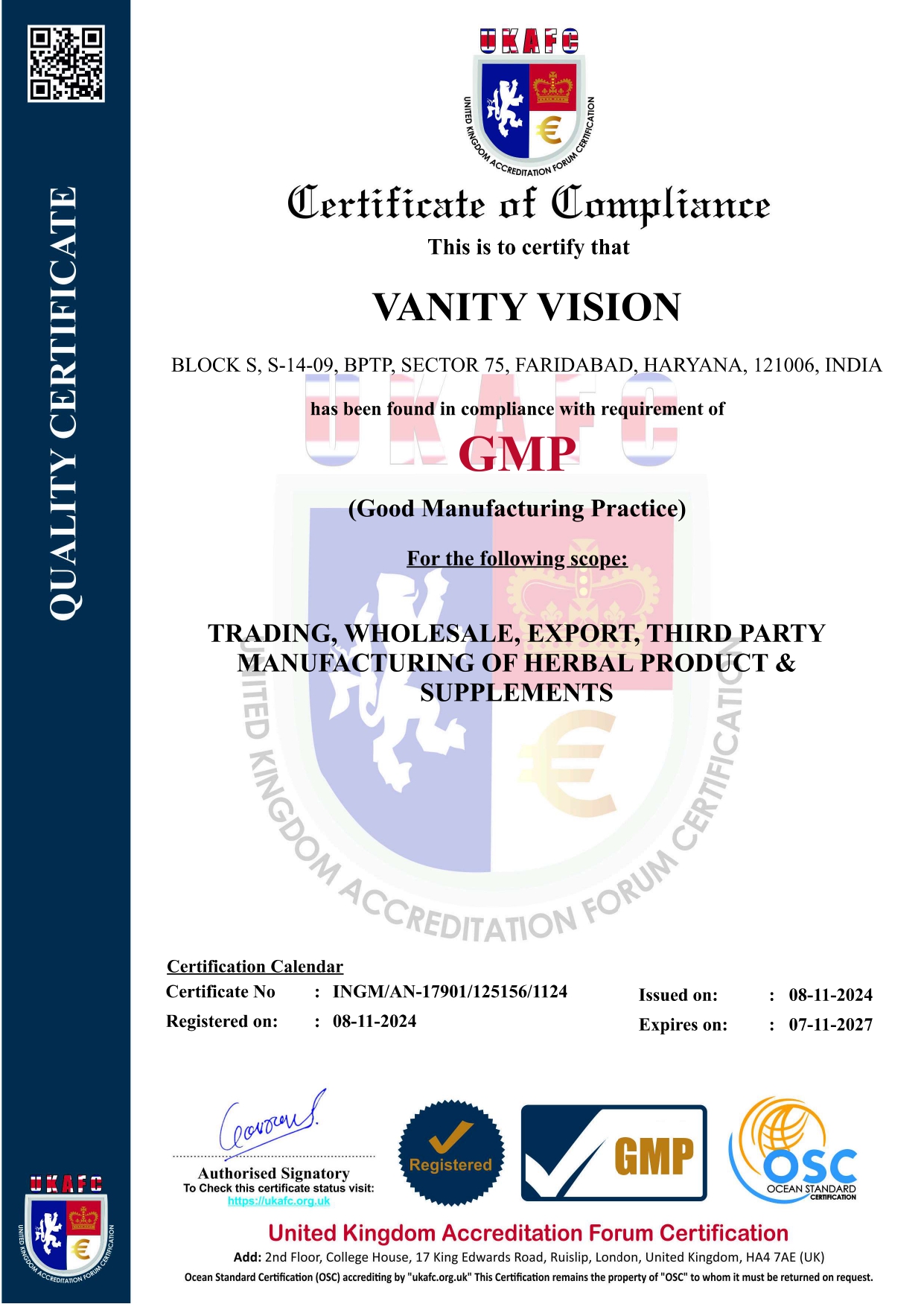 Quality Standards Certificate 4
