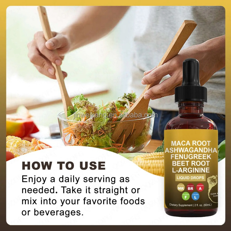 Vitahealthy OEM/ODM Private Label Organic Maca Root Drops Ashwagandha Beet Root Fenugreek Seed Extract Liquid Drops