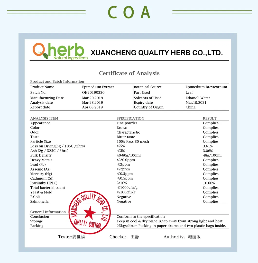 Nutrition Supplement 20% Horny Goat Extract Epimedium Extract