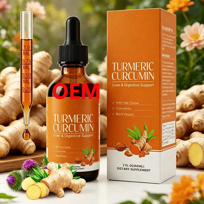 OEM 60ml Vegan Turmeric Extract Tincture Digestive Support Customized Formula Turmeric Liquid Drops Supplement with Black Pepper
