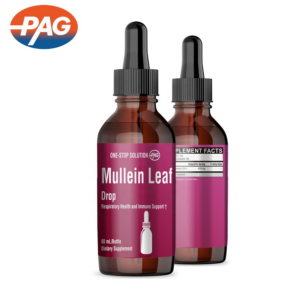 Natural Vegan Mullein Leaf Liquid Extract Supplement Lung Cleanse And Detox Drops In Bottle Vitamins for Healthy Lungs