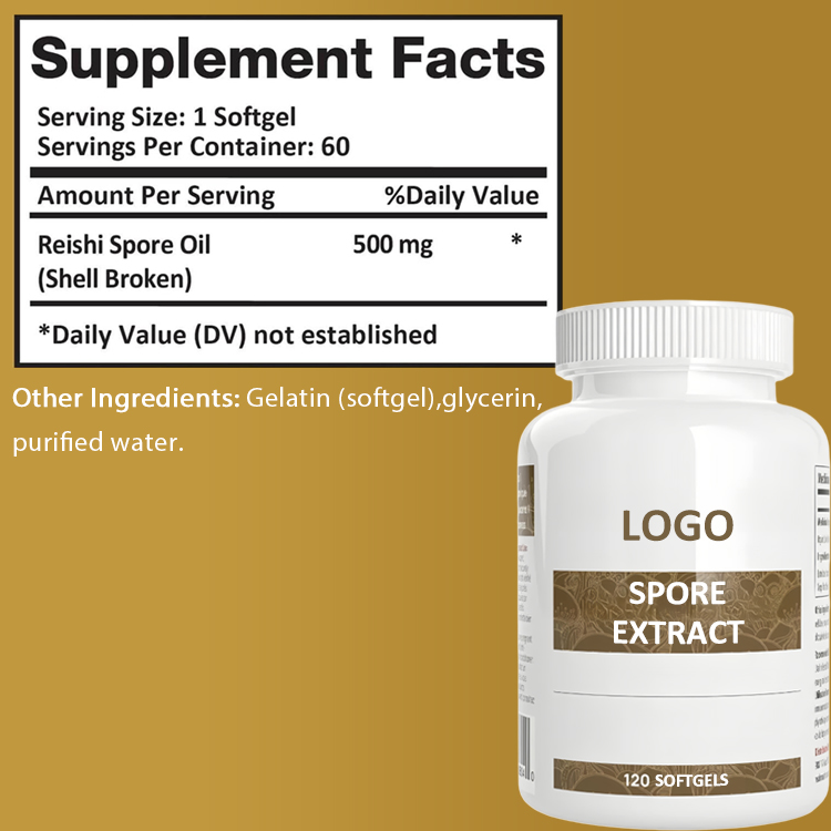 OEM/ODM Adult Antioxidant Reishi Spore Powder Herbal Extract Soft Capsules to Boost Immunity