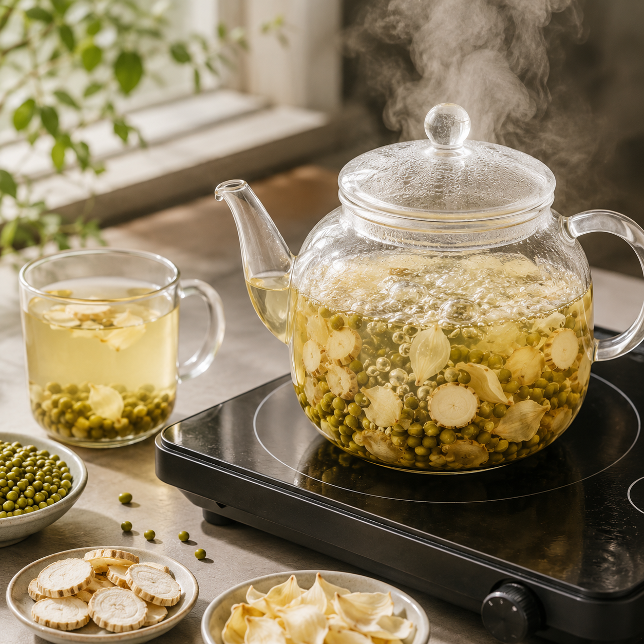 Aurorabloom 30g Tea Bags Mung Bean Lily Tea Natural Sweet Cooling Summer Drink Private Label Wellness Herbal Beverage