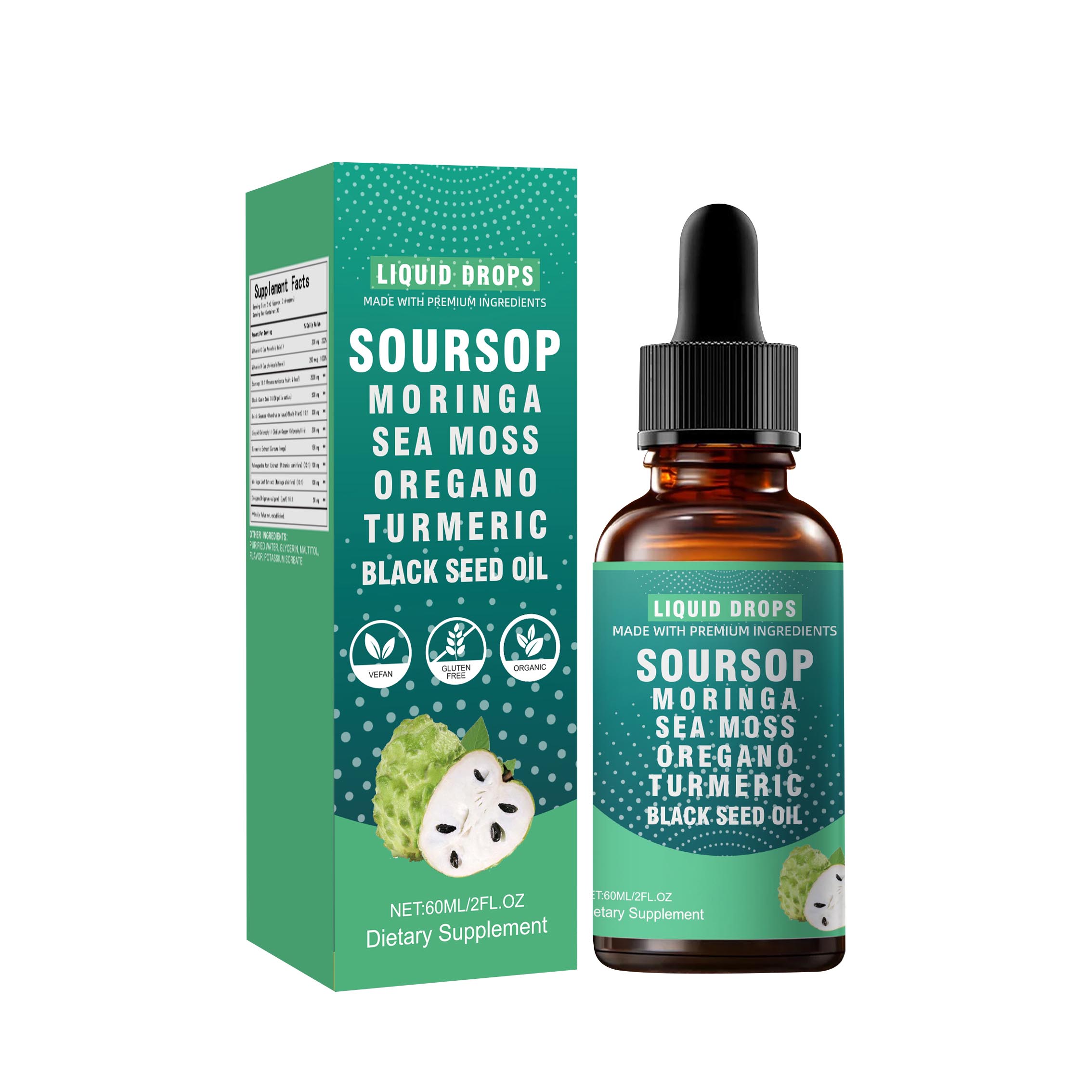 Cross Border Hot Selling Herbal Extract 10 in 1 Prickly Fruit and Lychee Drops 60ML Factory Direct Sales