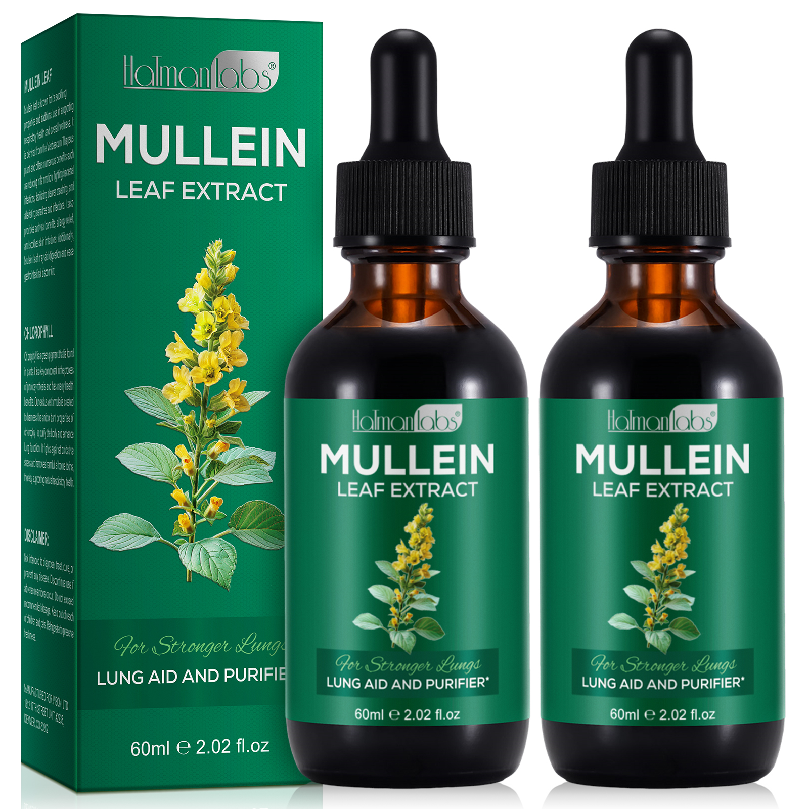 Private Label 100% Organic Supplements 60ml Mullein Leaf Extract Liquid Drops for Lungs