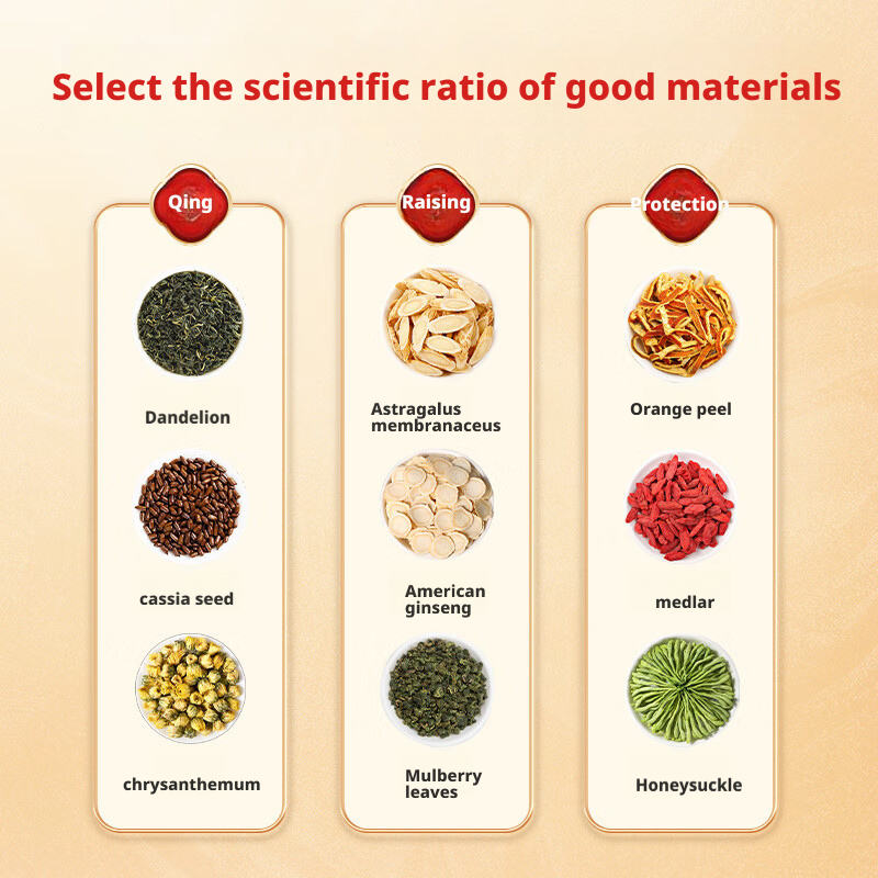 Self-owned Factory OEM and ODM Astragalus Chrysanthemum Wolfberry Vitamin Herbal Extract Food Grade Tea in Bottle