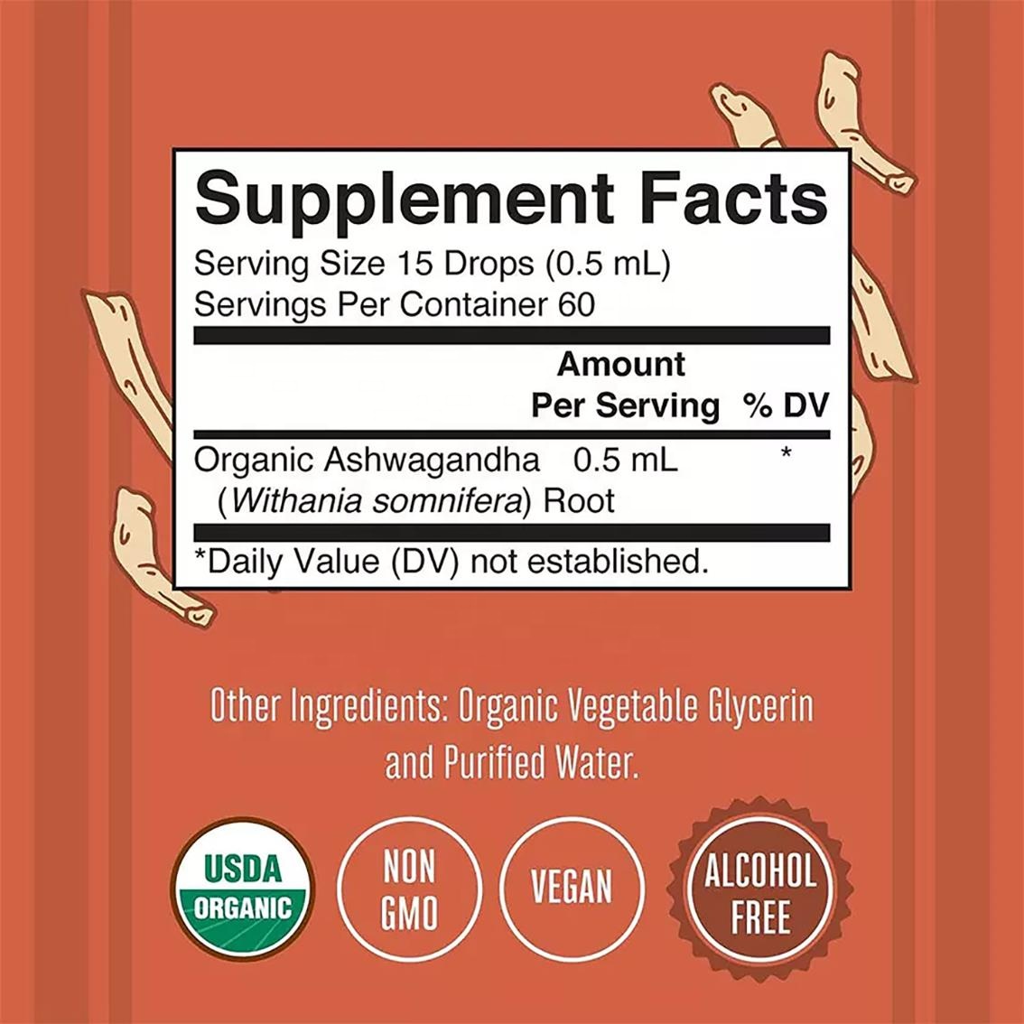 Private Label Natural Organic Vegan Herb Extract 30ML Ashwagandha Root Liquid Drops Supplement