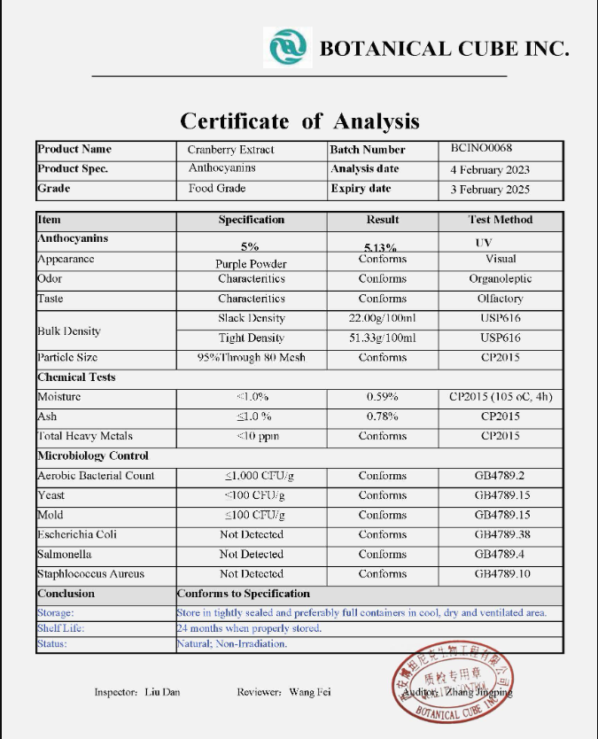 Water Solubility 25% High Proanthocyanidins Cosmetic Grade Blushwood Cranberry Extract