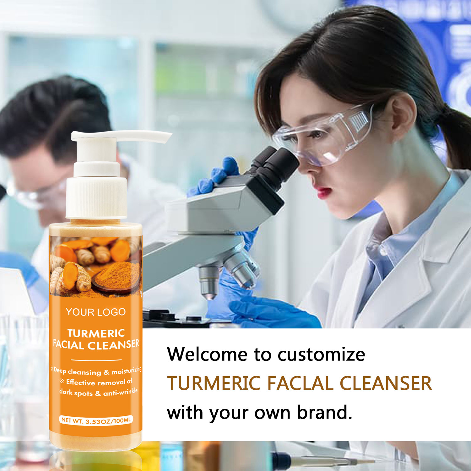 Organic Herbal Kojic Acid And Turmeric Face Wash Deep Cleansing Facial Whitening Cleanser Supports Private Label Skin Care Set
