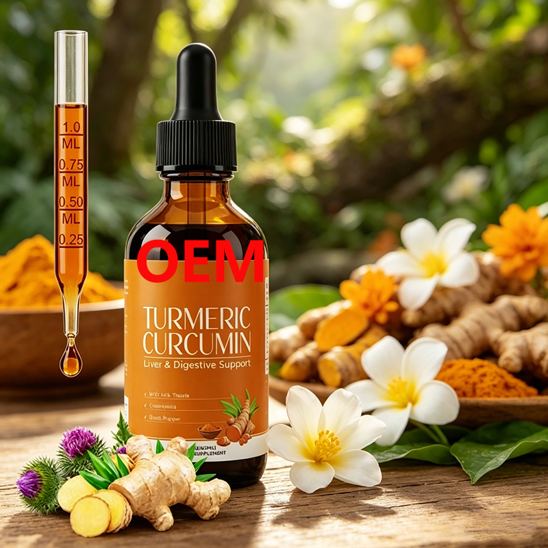 OEM 60ml Vegan Turmeric Extract Tincture Digestive Support Customized Formula Turmeric Liquid Drops Supplement with Black Pepper