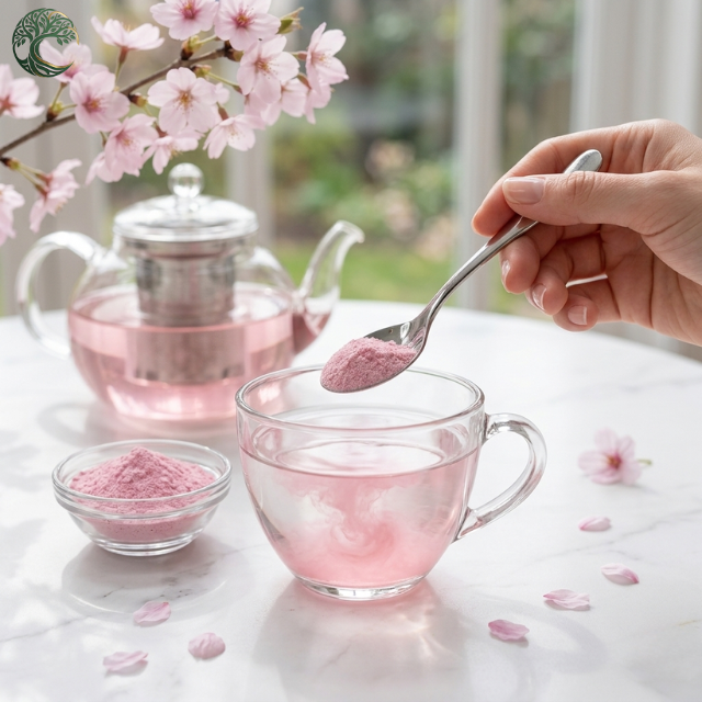 Free Sample Wholesale Price Food Grade Water Soluble Natural Sakura Cherry Blossom Powder for Floral Flavor Beverage Drinks