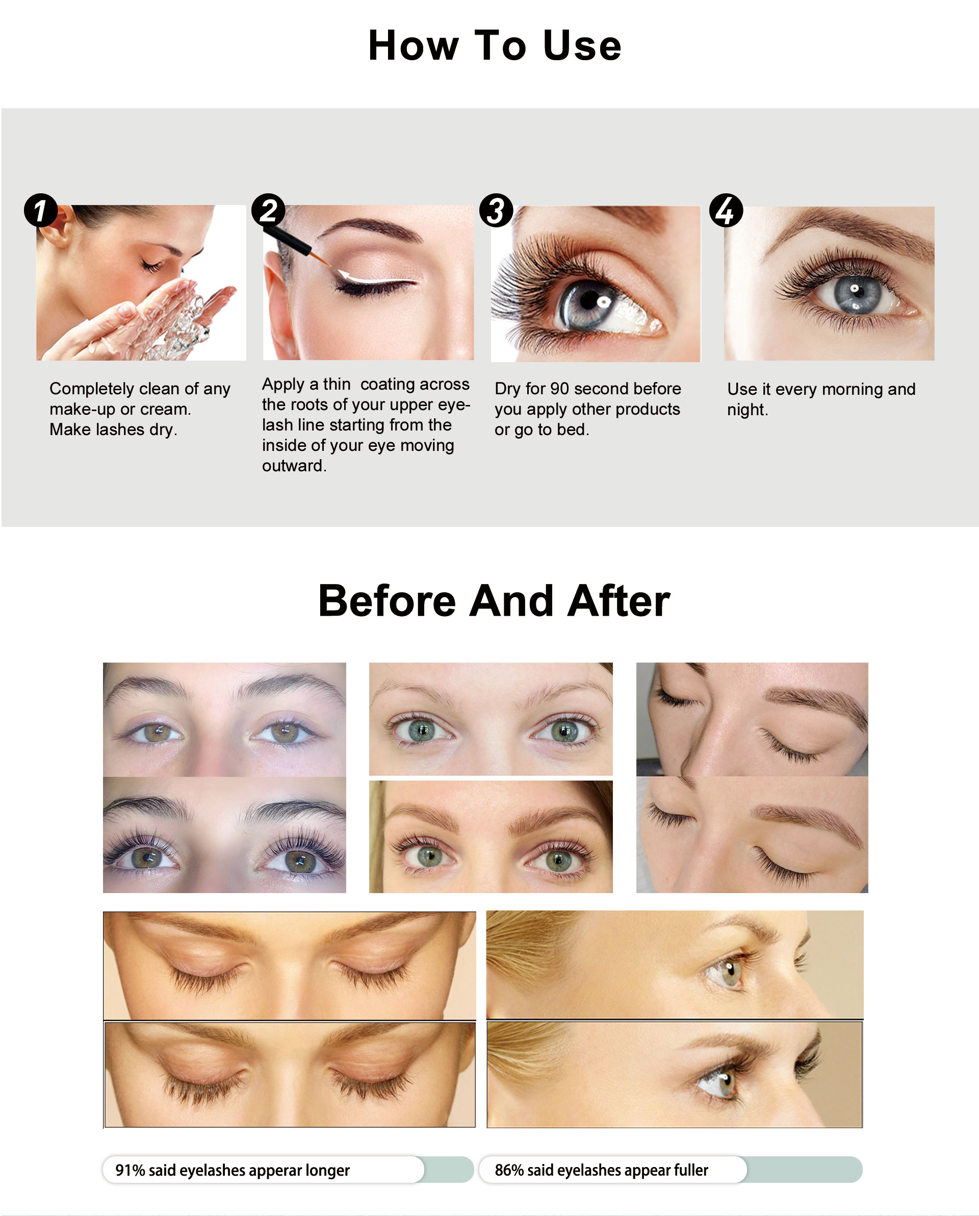 Eyelash Growth Serum Before and After
