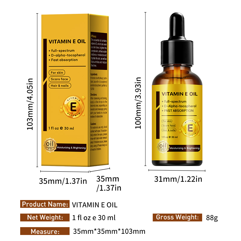 Vitamin E Serum Oil 30ml Deep Nourishing Skin Repairing Anti Aging Facial Moisturizer OEM Private Label