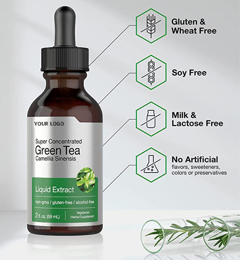 OEM/ODM Organic Herbal Extract Supplement Drops Private Label Green Tea Liquid for Adults Not for Pregnant Women