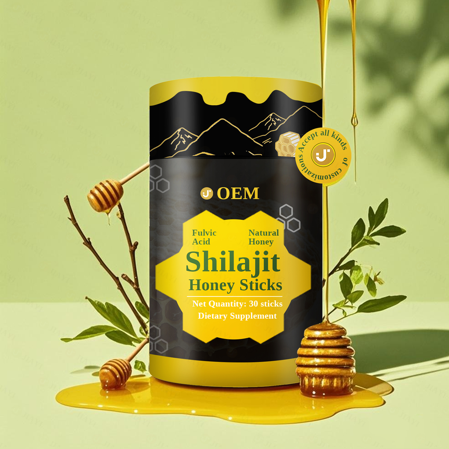 OEM Shilajit Plant-Based Extract Resin Honey Sticks Herbal Supplements Variety Black Tea Extract Active Vitamin