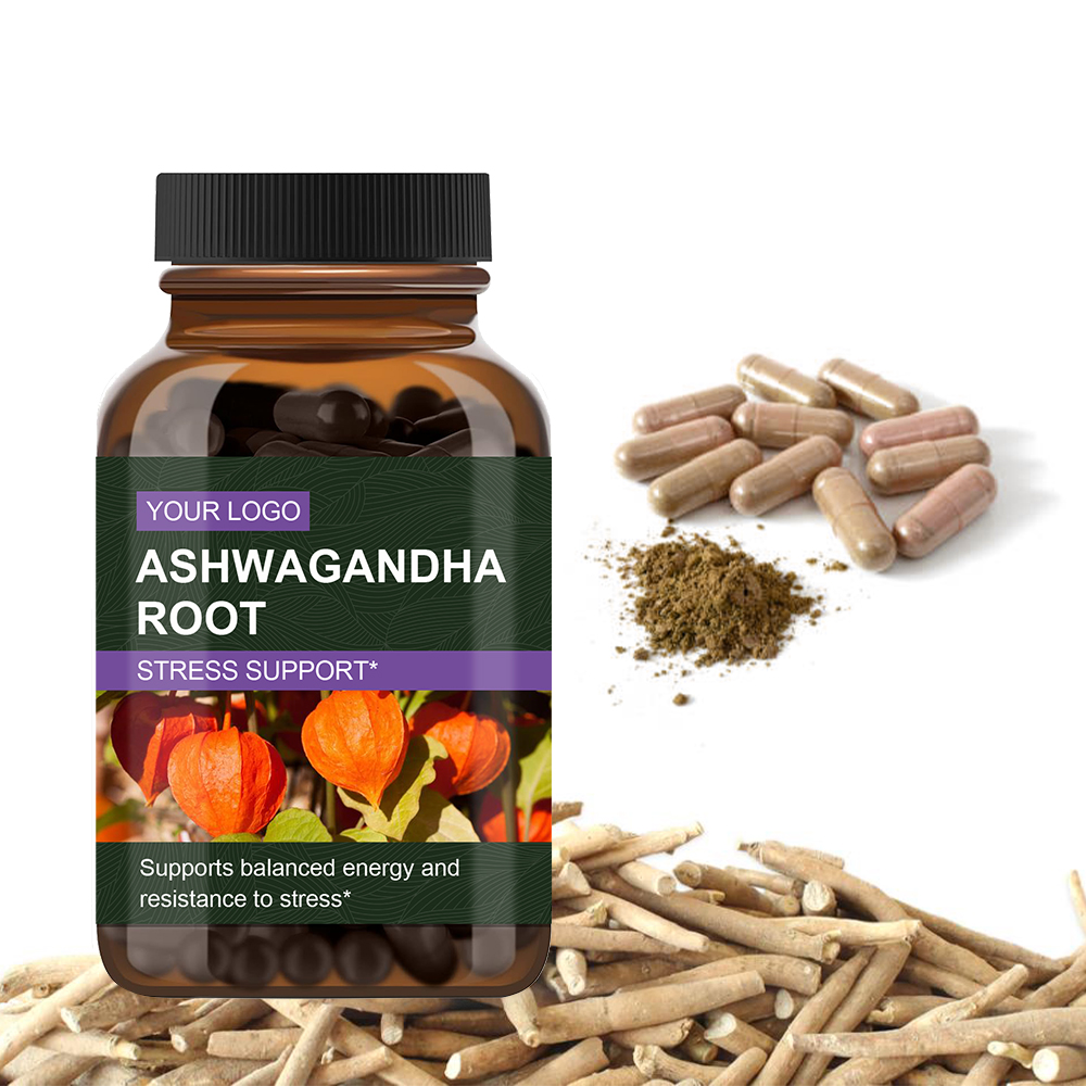Custom Herbal Supplements Ashwagandha Ayurvedic Extract Powder 1%-10% &amp; Ashwagandha Root Extract Capsules 500mg 60 Caps/Bottle
