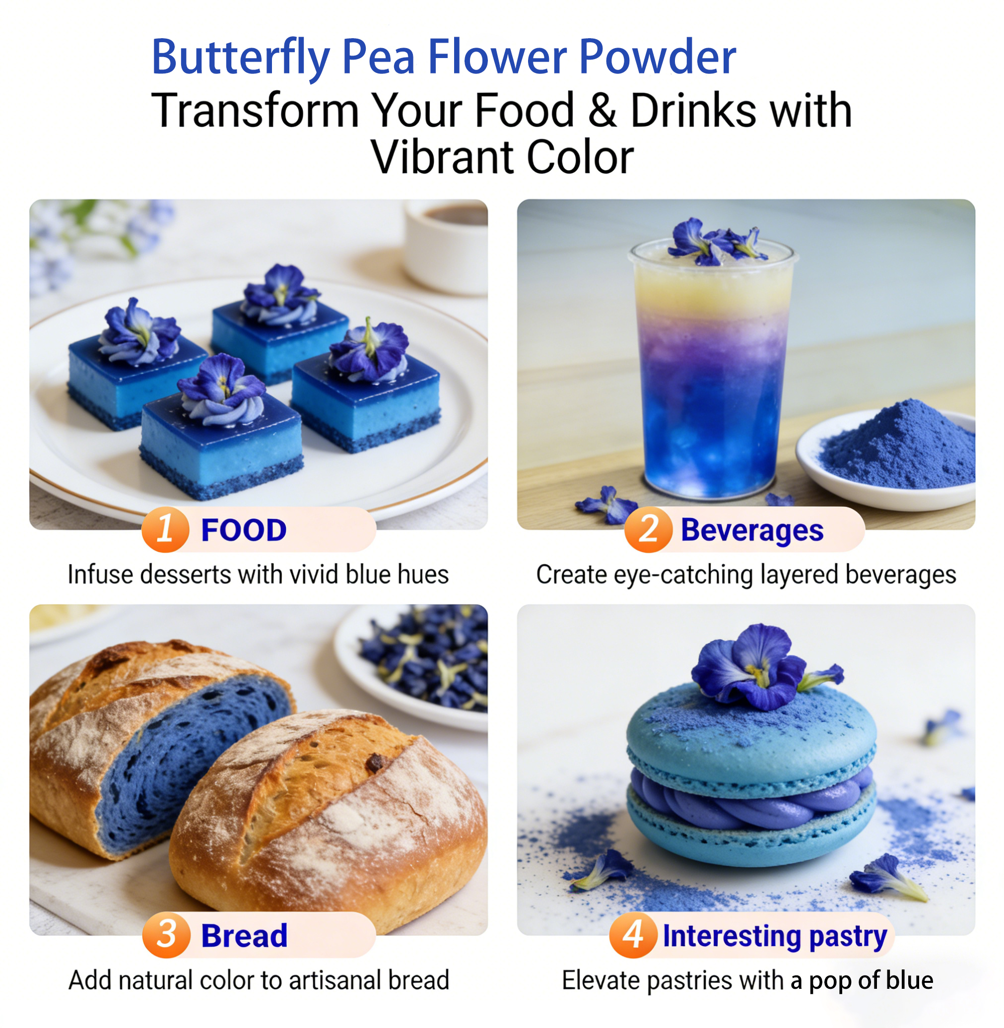 Factory Direct Sale Water-soluble 99% Butterfly Pea Flower Extract Blue Matcha Powder