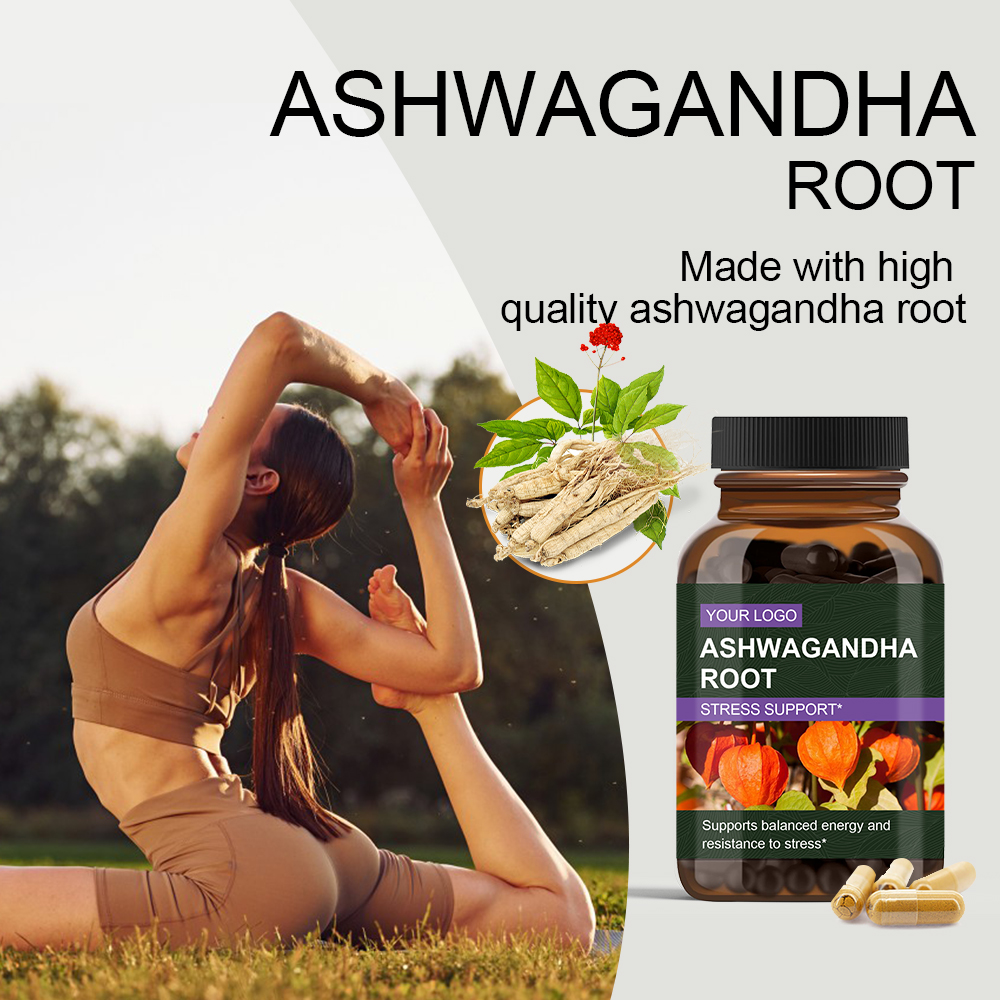 Custom Herbal Supplements Ashwagandha Ayurvedic Extract Powder 1%-10% &amp; Ashwagandha Root Extract Capsules 500mg 60 Caps/Bottle