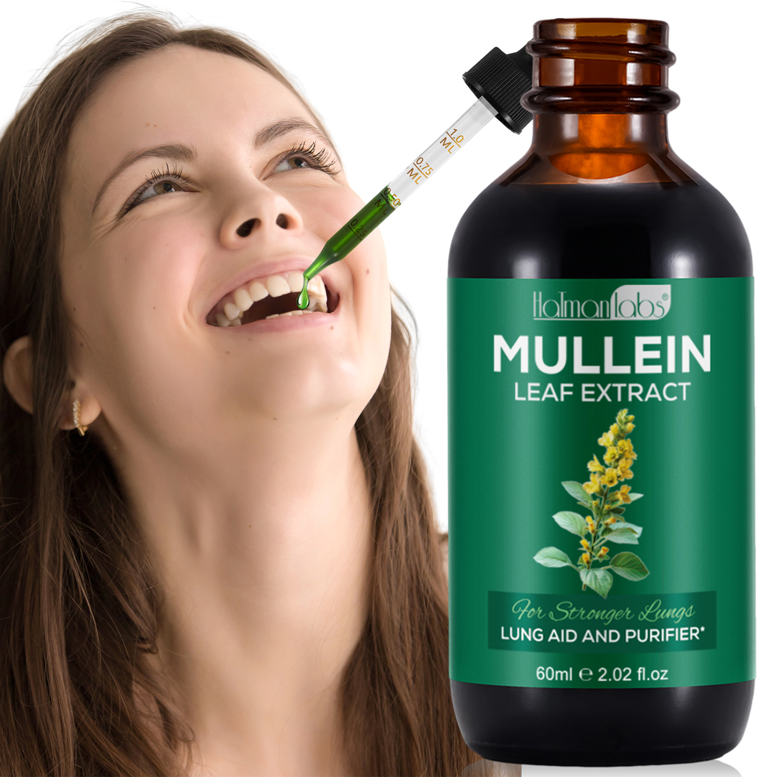 Private Label 100% Organic Supplements 60ml Mullein Leaf Extract Liquid Drops for Lungs