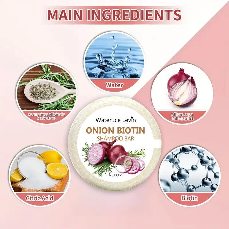 Water Ice Levin Shampoo Soap Bar Moisturizing Biotin Refreshing Rosemary and Onion Extract