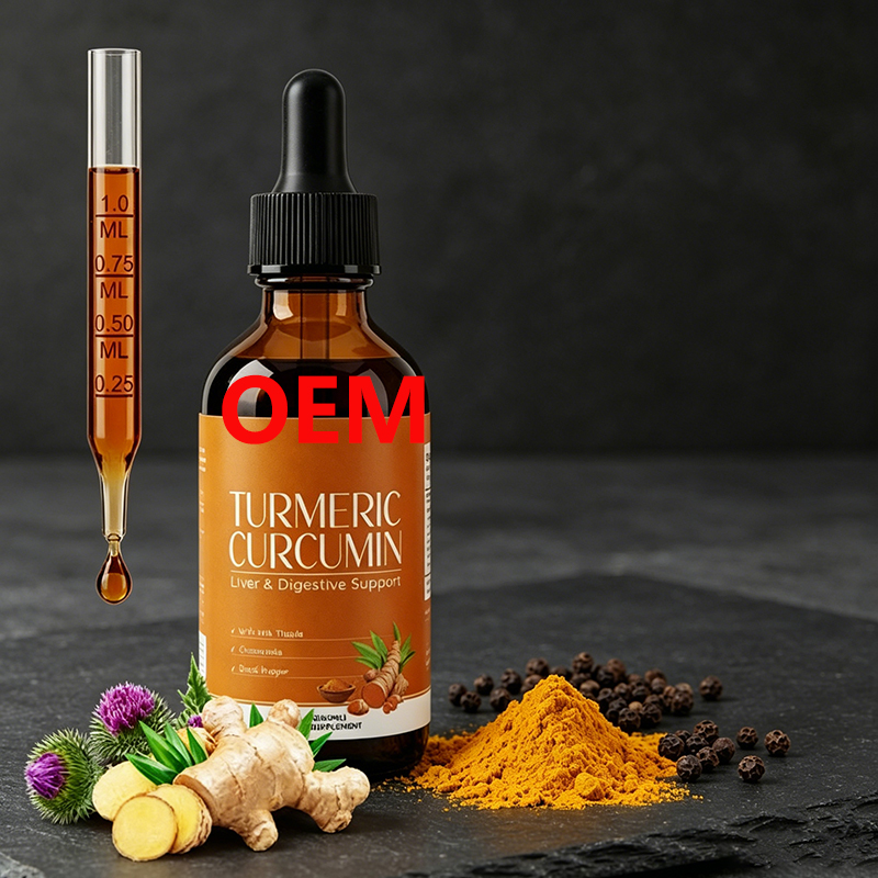 OEM 60ml Vegan Turmeric Extract Tincture Digestive Support Customized Formula Turmeric Liquid Drops Supplement with Black Pepper