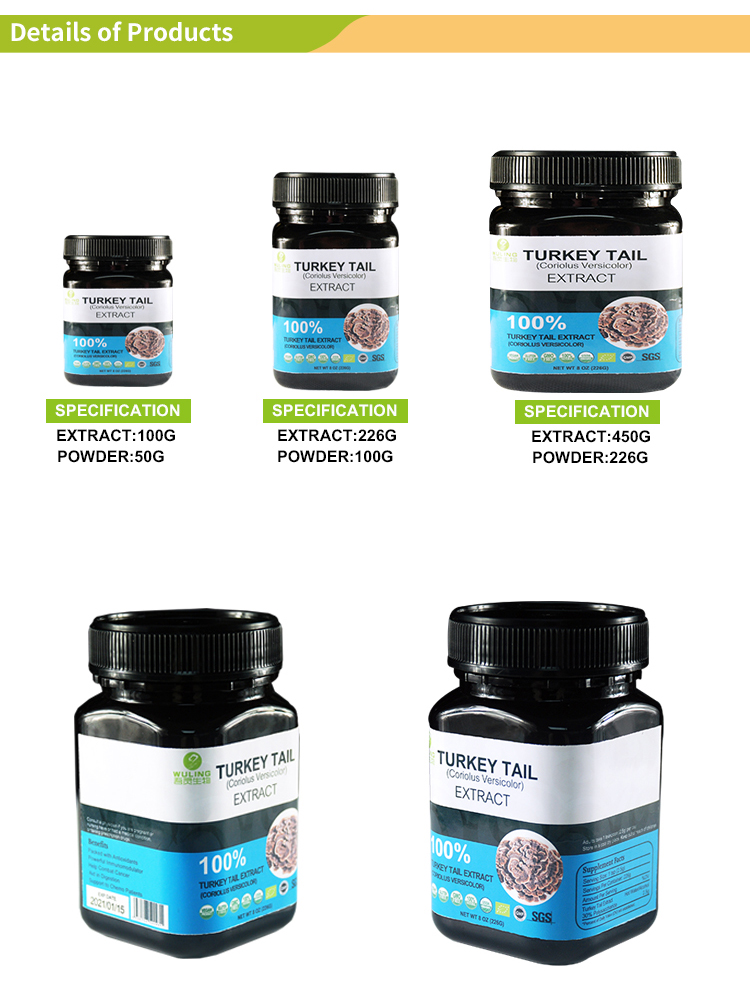 OEM/ODM Herbal 7 Mushroom Extract Powder 100g, Maitake Lion's Mane Chaga Shiitake Cordyceps Ganoderma Extract 30%polysaccharides