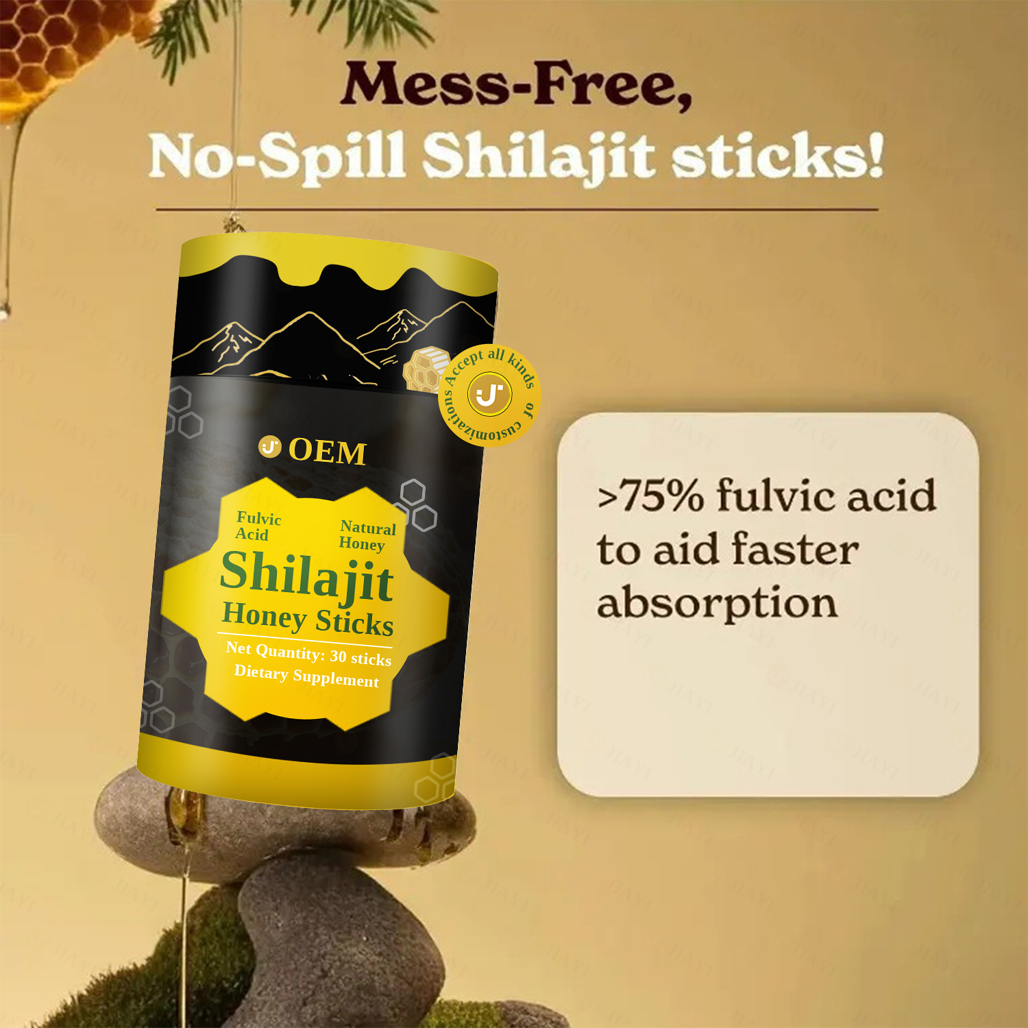 OEM Shilajit Plant-Based Extract Resin Honey Sticks Herbal Supplements Variety Black Tea Extract Active Vitamin