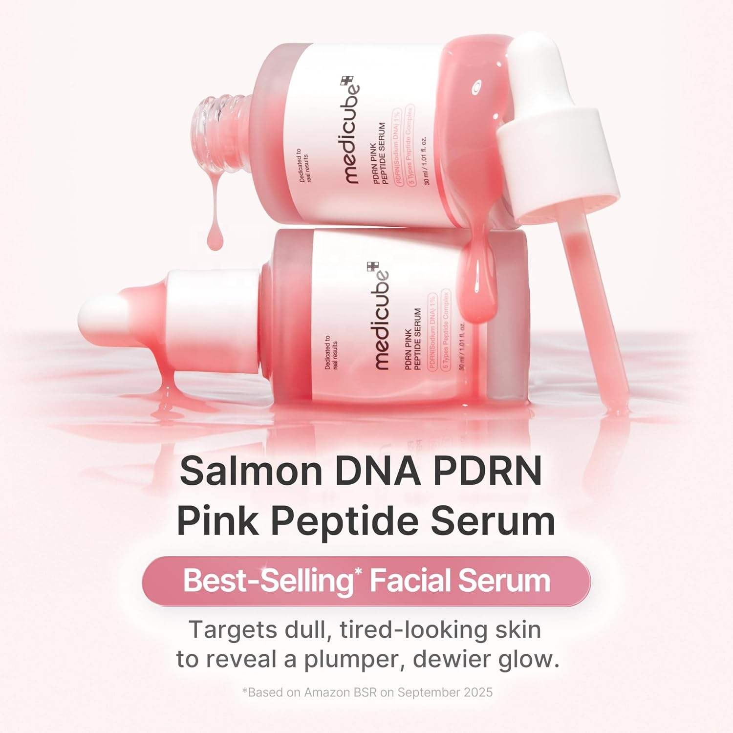 Medicube Salmon Glow Peptide Serum Niacinamide Hydrating Moisturizing &amp; Firming Uneven Skin PDRN Pink Peptide Serum